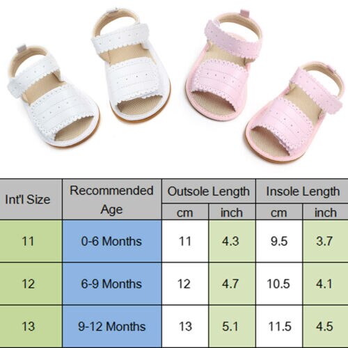 Summer Toddler Baby Girls Sandals PU Leather Soft Sole Infant Moccasins Princess Non-Slip Shoes Kids Flat Sandal