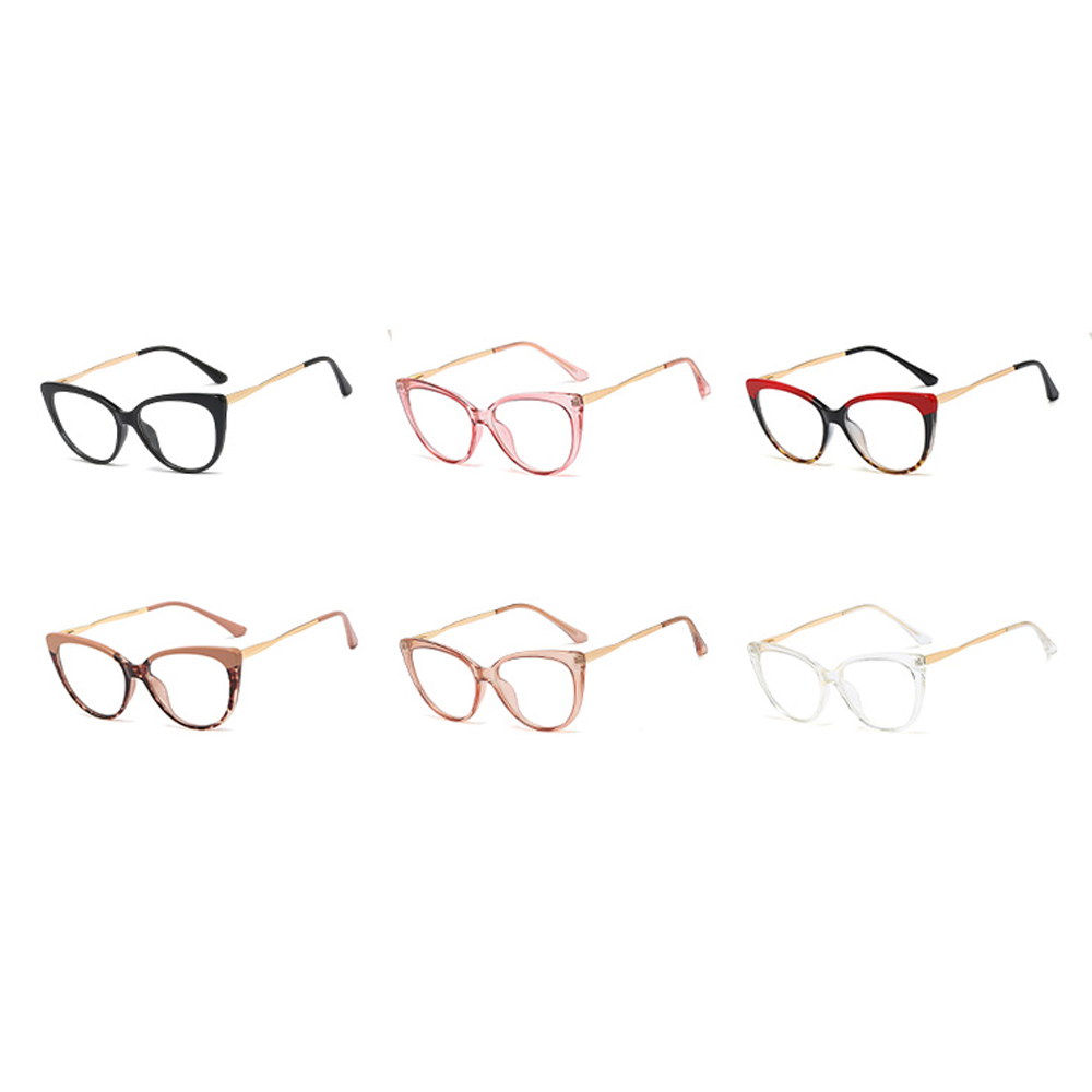 Peekaboo red leopard retro cat eye glasses frames for women half metal ladies optical glasses transparent accessories