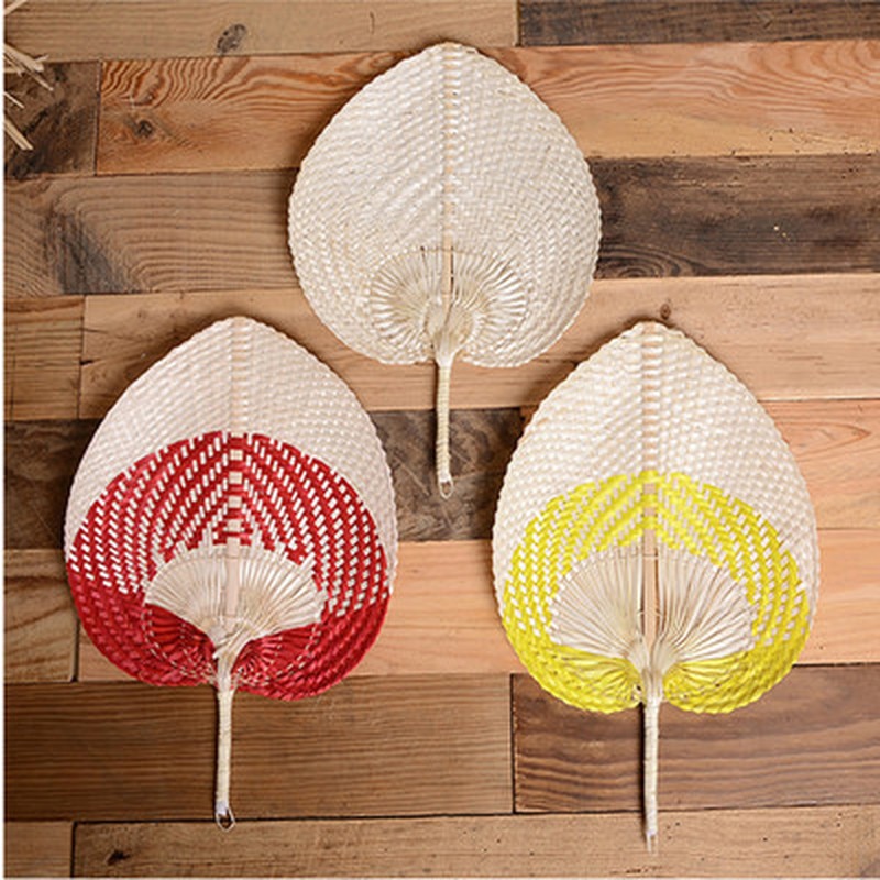 Chinese Stijl Handgemaakte Stro Fan Hand Geweven Palmblad Hand Fan Zomer Cooling Muggenmelk Hand Fans