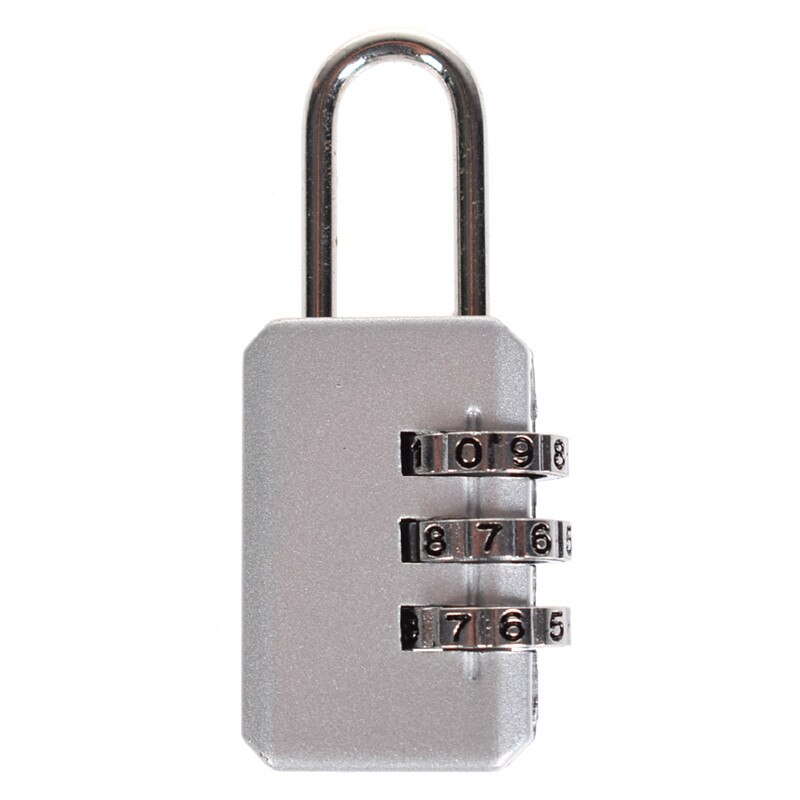 6 kleuren 3 Digit Dial Codenummer Wachtwoord Combinatie Lock Kleine Draagbare Reizen Bagage Rits Zak Hangslot Koffer Bag Lock: Silver