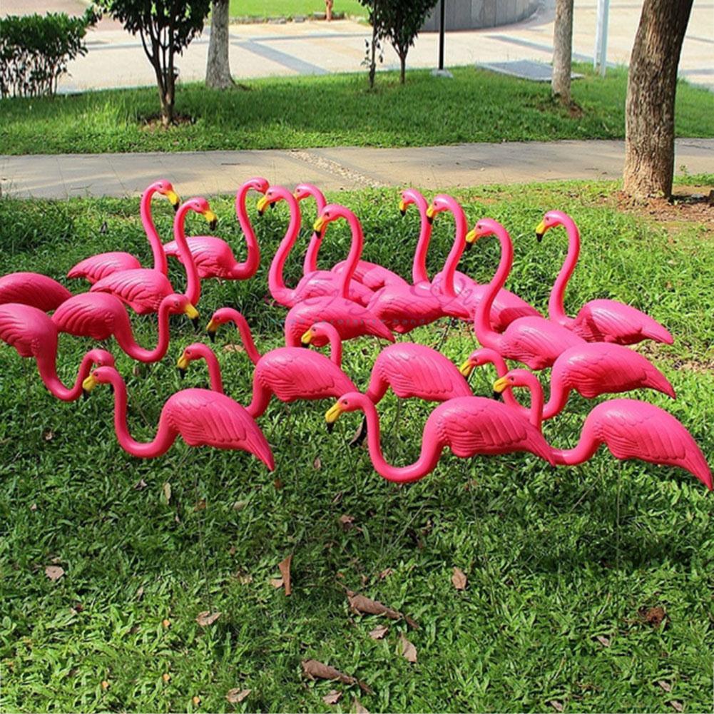 Kunstig flamingo havearbejde indretning udendørs have 3 stk / parti dekoration dekoration lyserød / rød simulering ornamenter festival