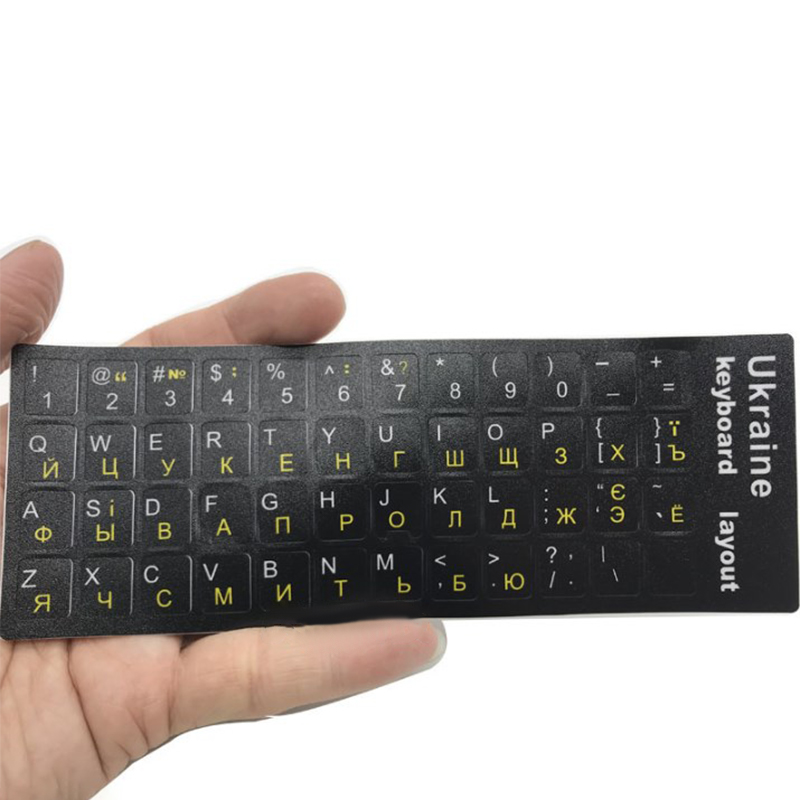 Ukraine Language Ukrainian Keyboard Sticker Durable Alphabet Black Background White Letters for PC Laptop Українська клавіатура