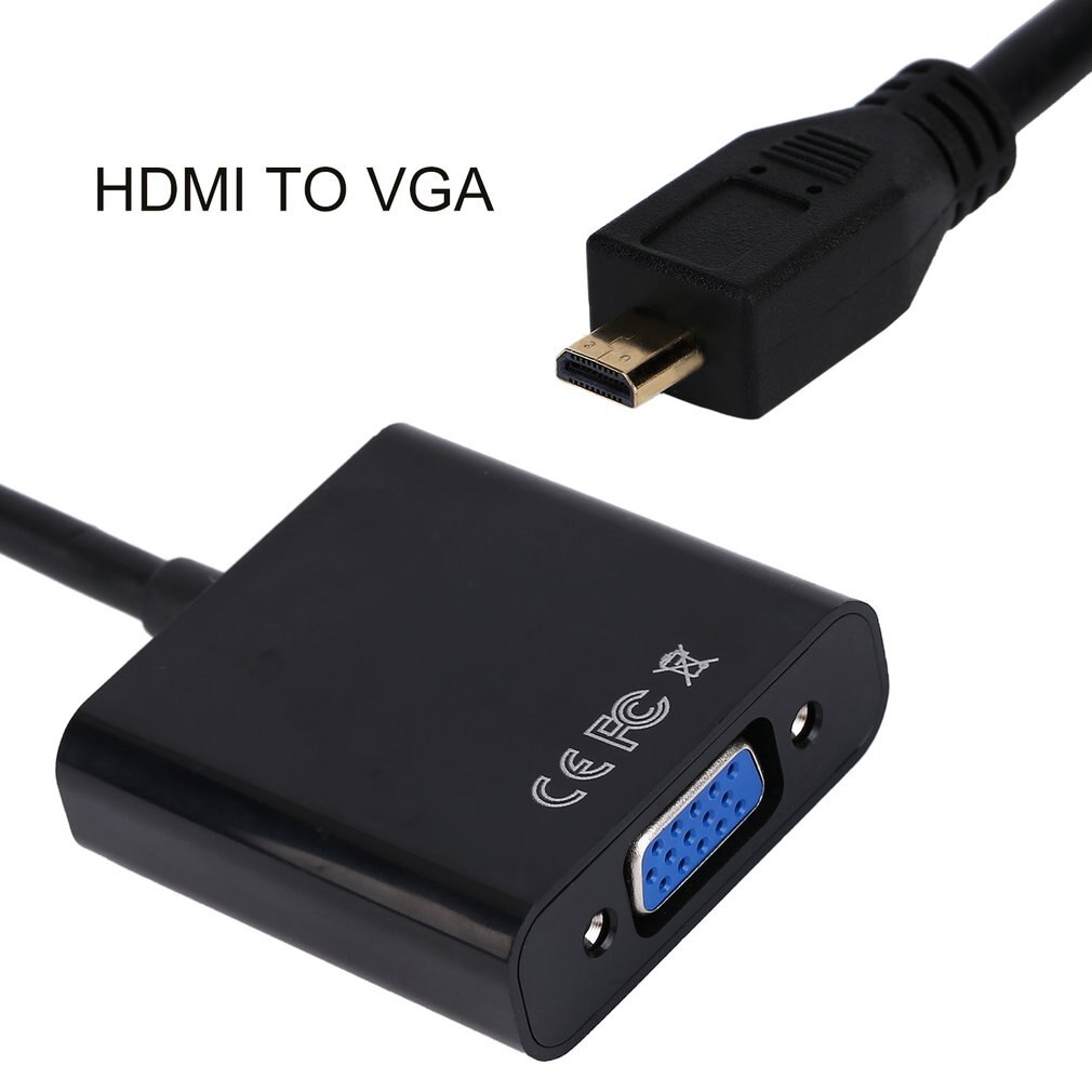 1080P Micro Hdmi-Compatibel Naar Vga Female Video Kabel Converter Adapter Voor Pc Laptop Black Digitale