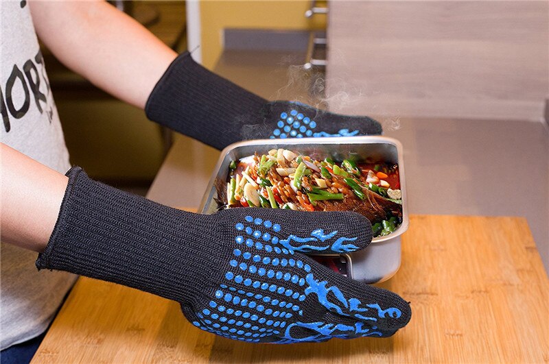 1 stück Wärme beständig handschuhe 500/800 grad Grill ofen hohe temperatur Nicht-Unterhose handschuhe isolierung Anti-verbrühungen Mikrowelle: M