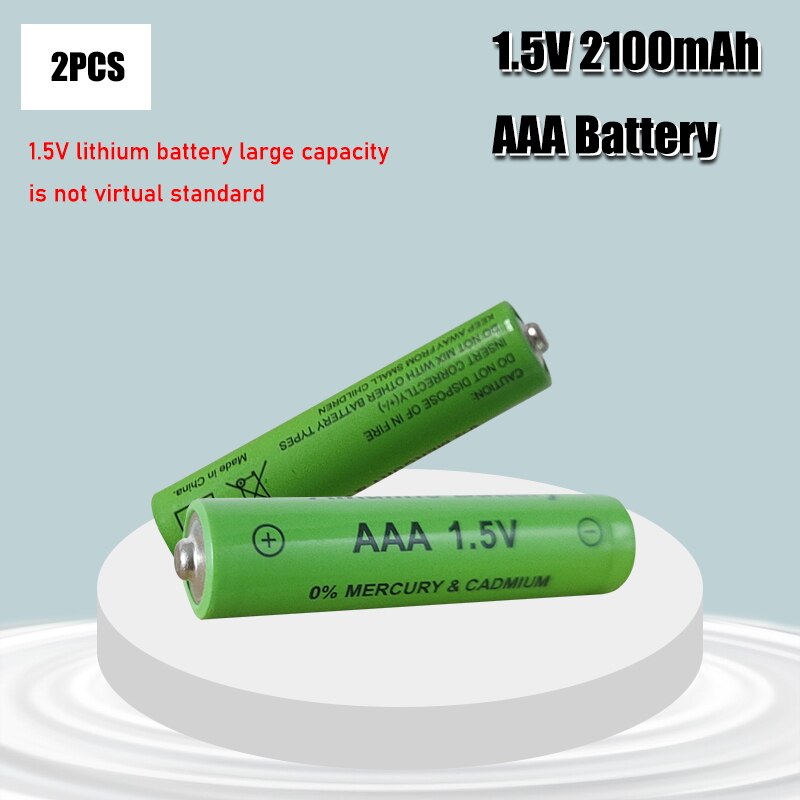1-4PCS Brand AAA Battery 2100mah 1.5V Alkaline AAA rechargeable battery for Remote Control Toy light Batery: 2PCS