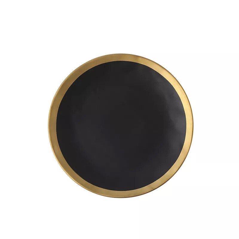 Ceramic Beef Platter Household Breakfast Plate Simple And European Vegetables Platter With Gold Edge Tableware