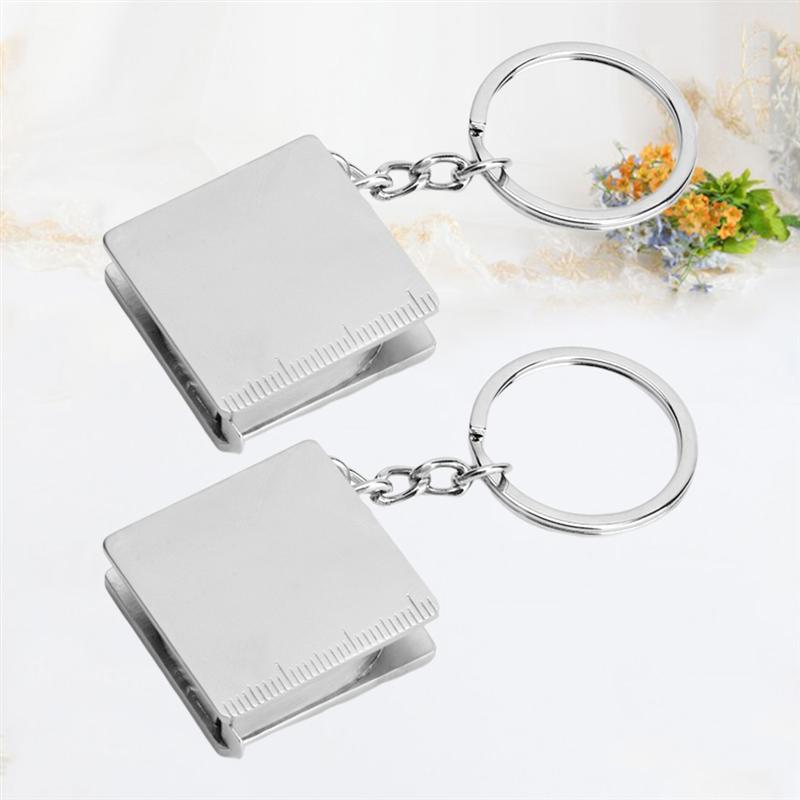 2Pcs 1M Small Retractable Tape Measure Pendant Portable Square High Precision Tape Measure with Key Ring