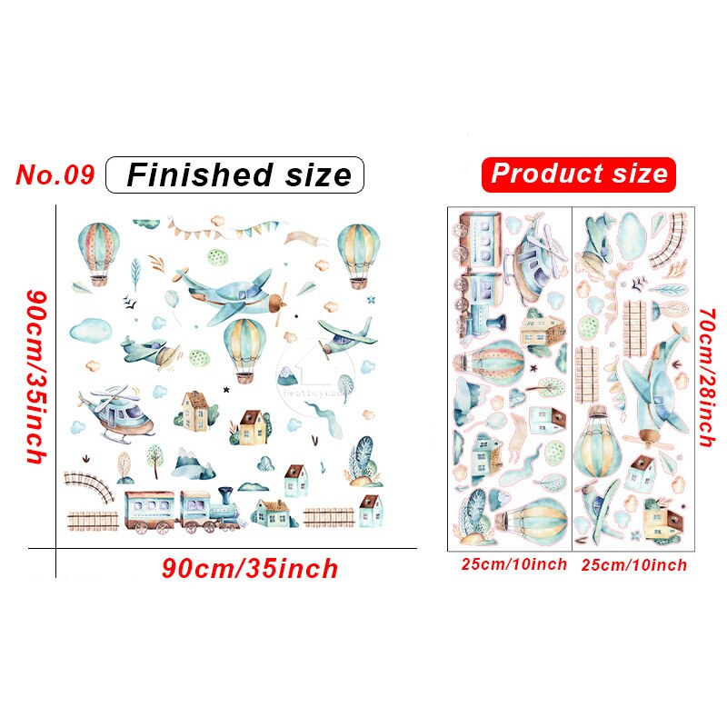 10 styles Cartoon Airplane Wall Stickers for Children Bedroom Kids room Wall Decor Nursery Wall Decoration PVC Sticker: No.09