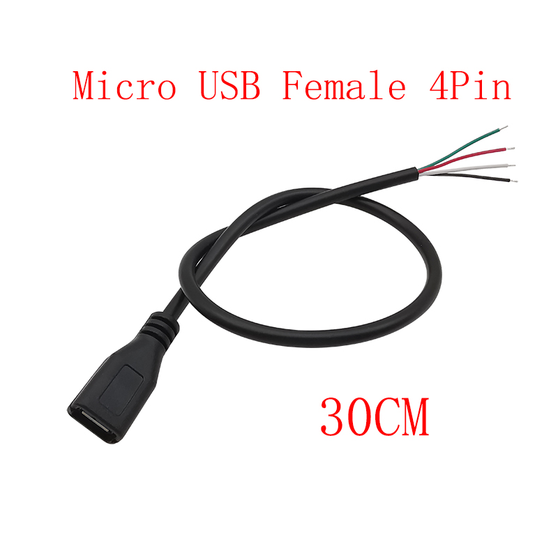 Micro USB Male Female Socket Power Supply Cable 2 / 4 Pin Wire Micro USB Plugs Jacks DIY Charging Data Cord Extension Connector: Gold / Under 5Pcs