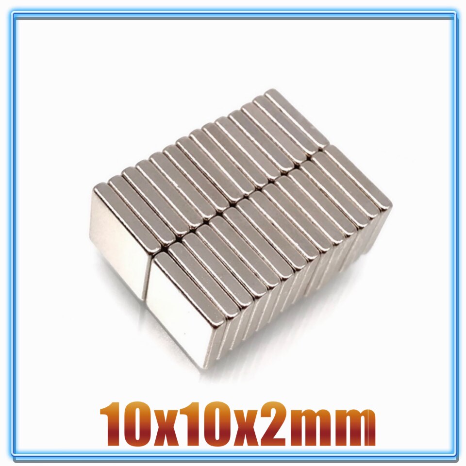20 ~ 200 stk 10 x 10 x 2 neodymmagnet 10*10*2 n35 ndfeb-magneter blokerer superkraftig stærk, permanent magnetisk imaneblok