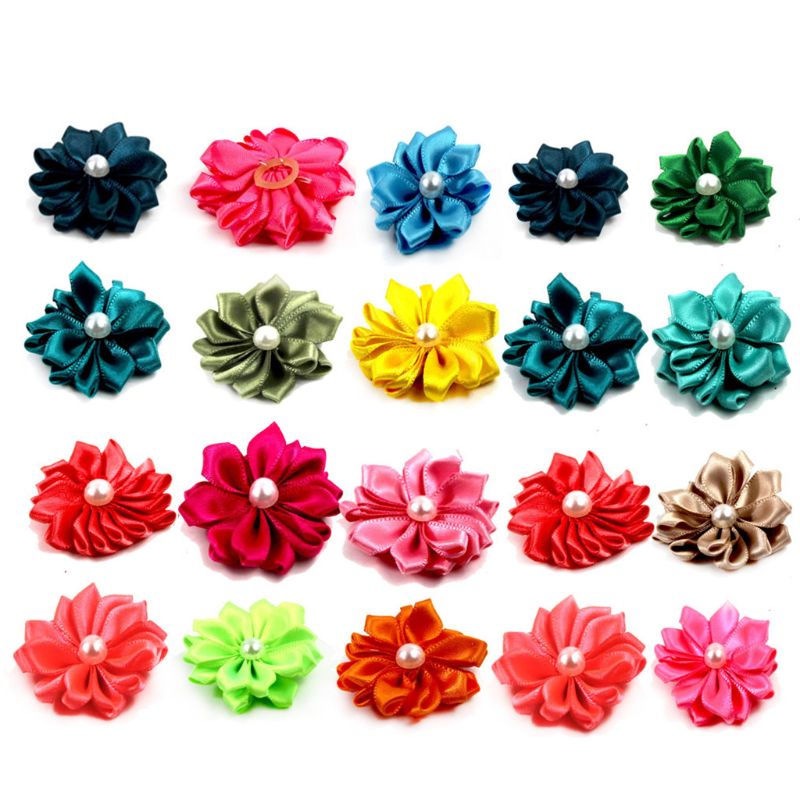 20PCS carino piccolo cane capelli Bowknot fiore imitazione perla Topknot Pet Hair Decor