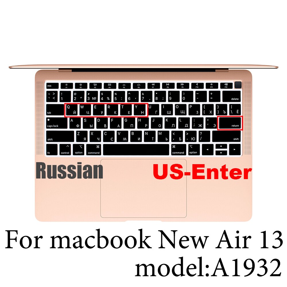 Russische Siliconen Toetsenbord Cover Beschermer Voor Macbook Air13/12 /15/16pro Touchbar A1706/A1466A1708/A1990/A1398/A2289/A1932/A2141: US New Air13 A1932