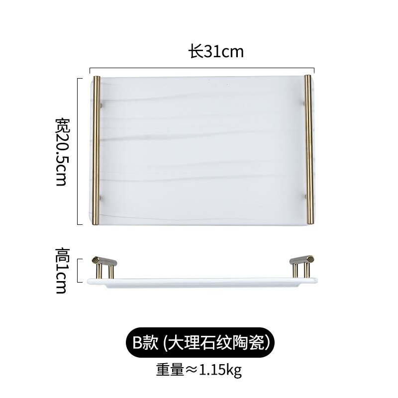 Bandeja de cerámica moderna de mármol dorado para restaurante, bandeja creativa para Sushi, plato de postre para desayuno en casa, accesorios de decoración para el hogar: E
