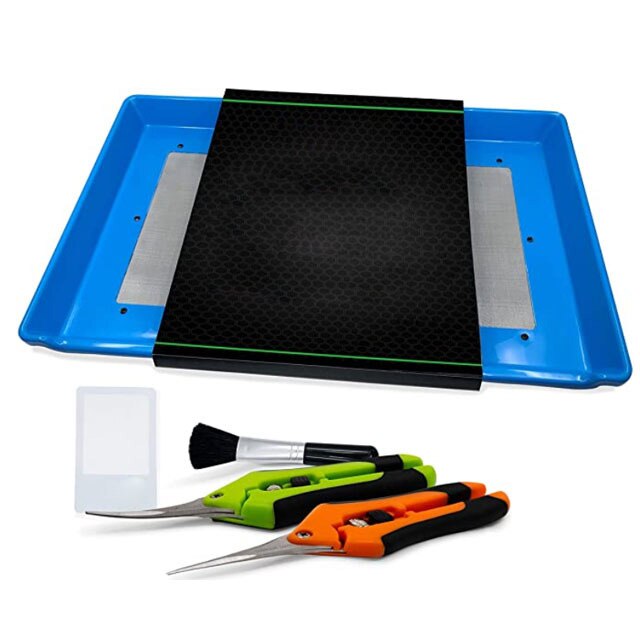 Outdoor Harvest Trim Tray Trimming Bin Set Camping Harvest Collector Grow Trim Tray And Trimming Scissors Set For Buds And Herb: Blue