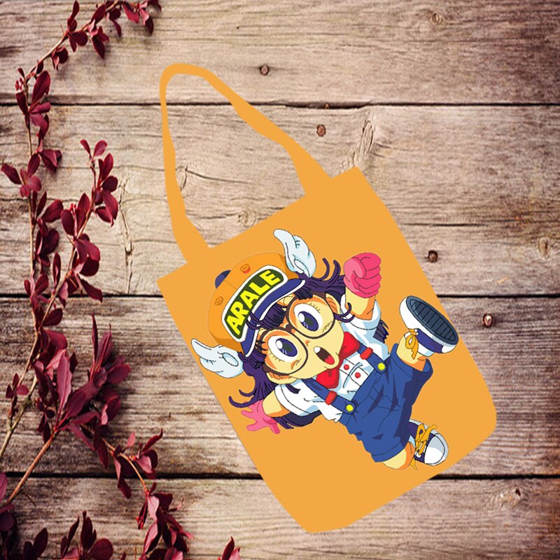 1 Uds lindo Arale Anime hombro de la lona bolsas Casual Bolsa Tote de dibujos bolso de Viaje unisex: see chart4