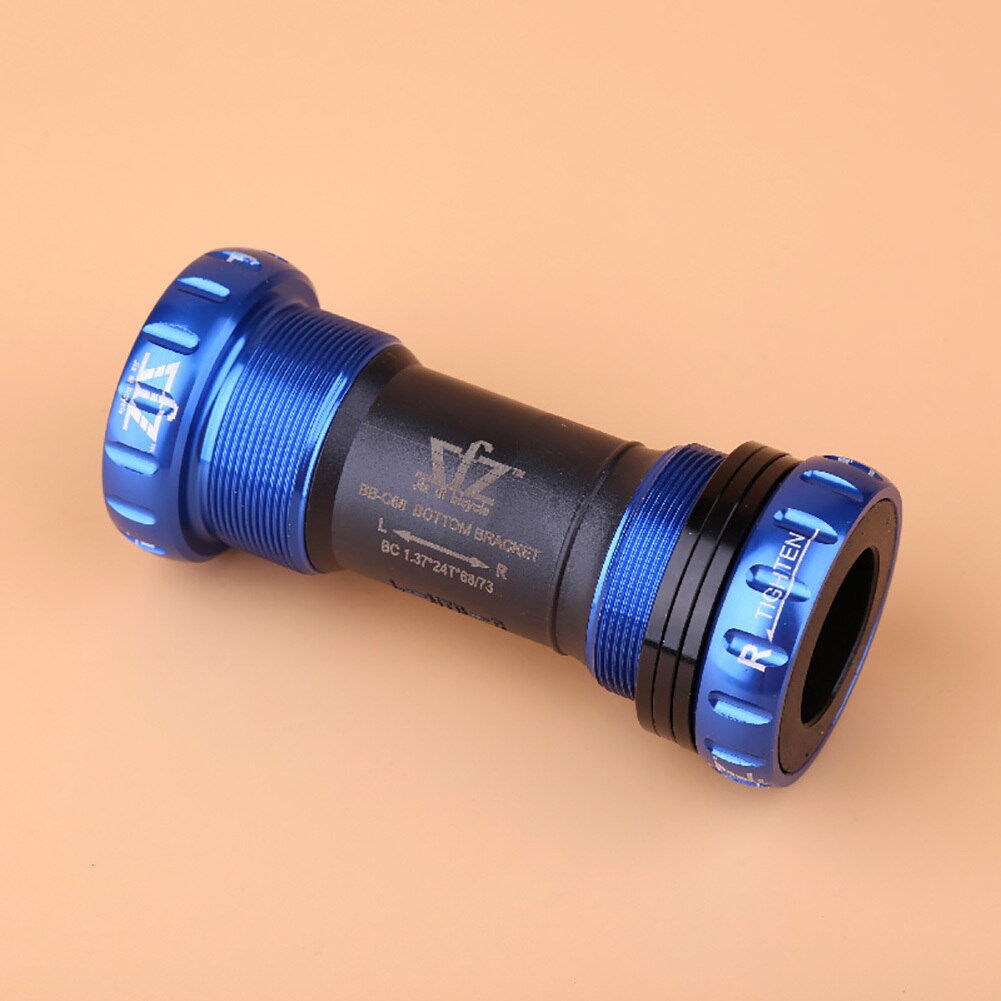 Trapas 68/73mm fietsassen mtb racefiets trapas waterdicht cnc aluminiumlegering bb crankstel as onderdelen: Blauw