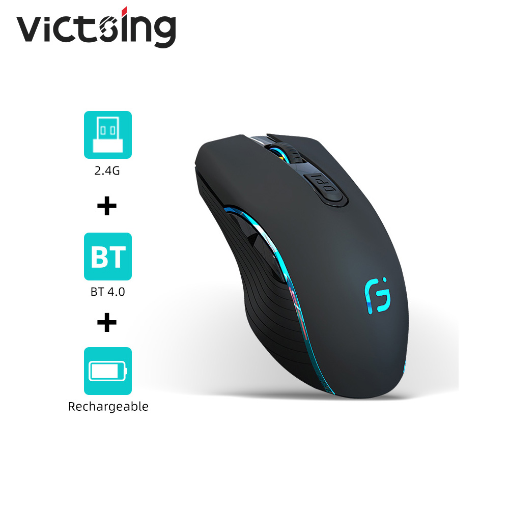 VicTsing-ratón inalámbrico X9 2,4G, accesorio con Bluetooth 5,0, recargable, 4000DPI, ajustable, ultrafino, silencioso, ergonómico, para ordenador portátil y PC