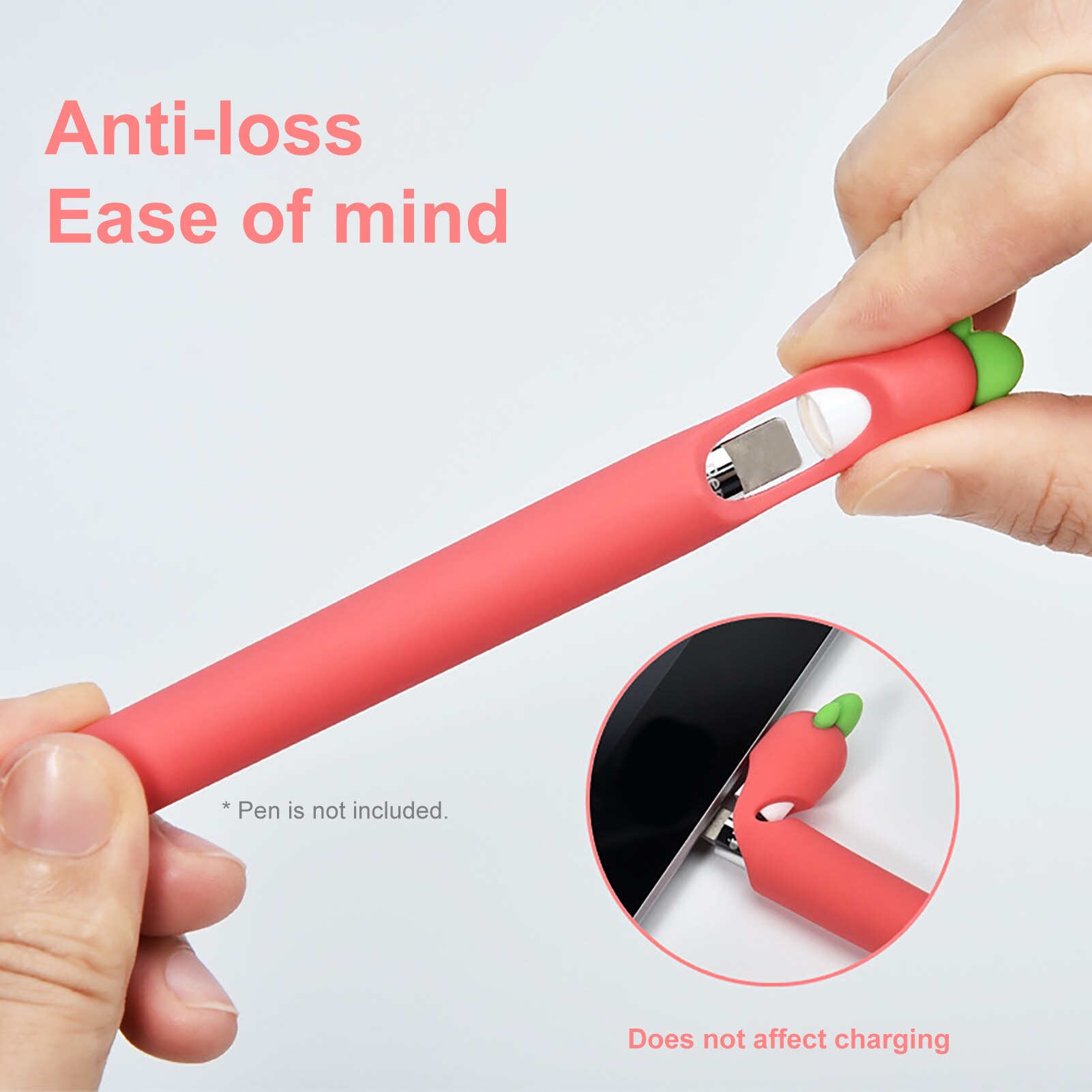 Tegneserie gulrot silikon stylus pennetui med pennedeksel anti-ripe stylus penn beskyttende ermetrekk til apple blyant 1/2