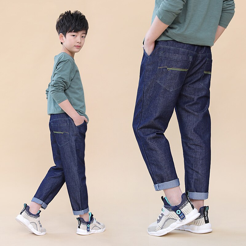 Jongens jeans lente kinderen losse denim broeken katoenen peuter baby denim broek effen kleur kleding 4-16 jaar