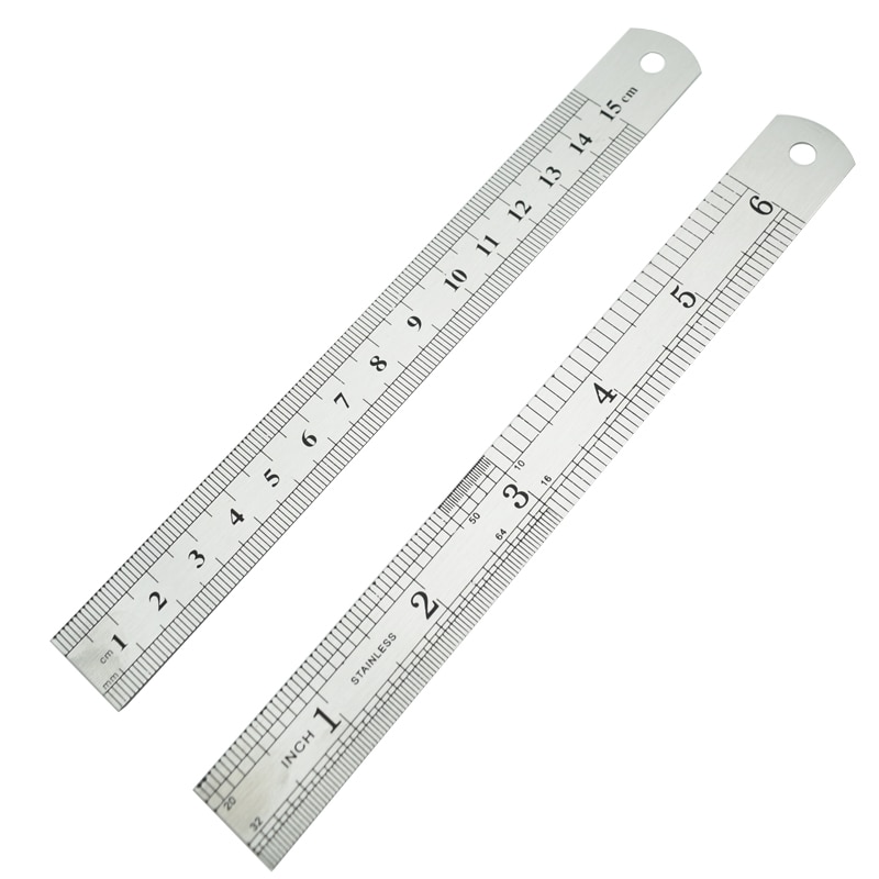 Double Side Straight Ruler 15cm and 6 Inch Stainless Steel Measuring Straight Ruler Tool Office School Stationery