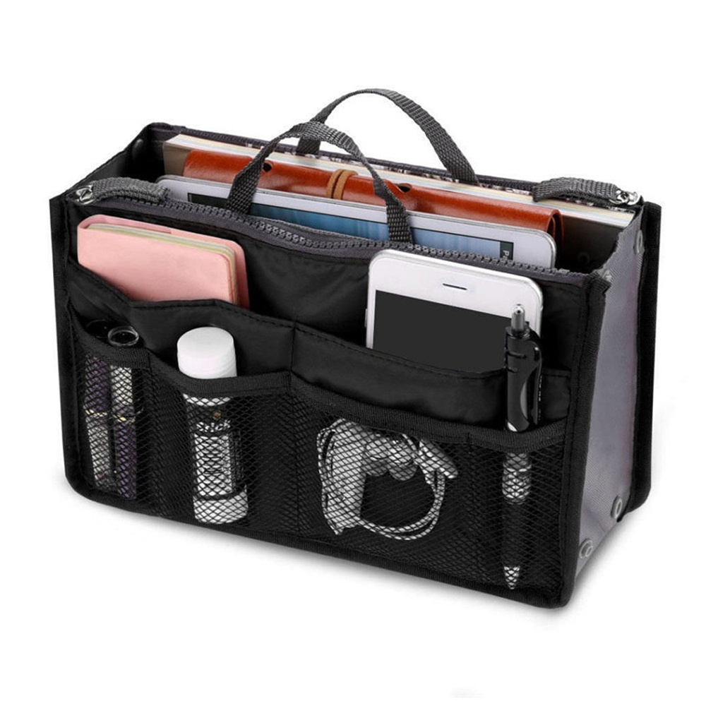 Organizer Insert Bag Nylon Travel Organizer Insert Handtas Portemonnee Grote Liner Lady Make Vrouwen Cosmetische Tas Goedkope Vrouwelijke Tote: Beige