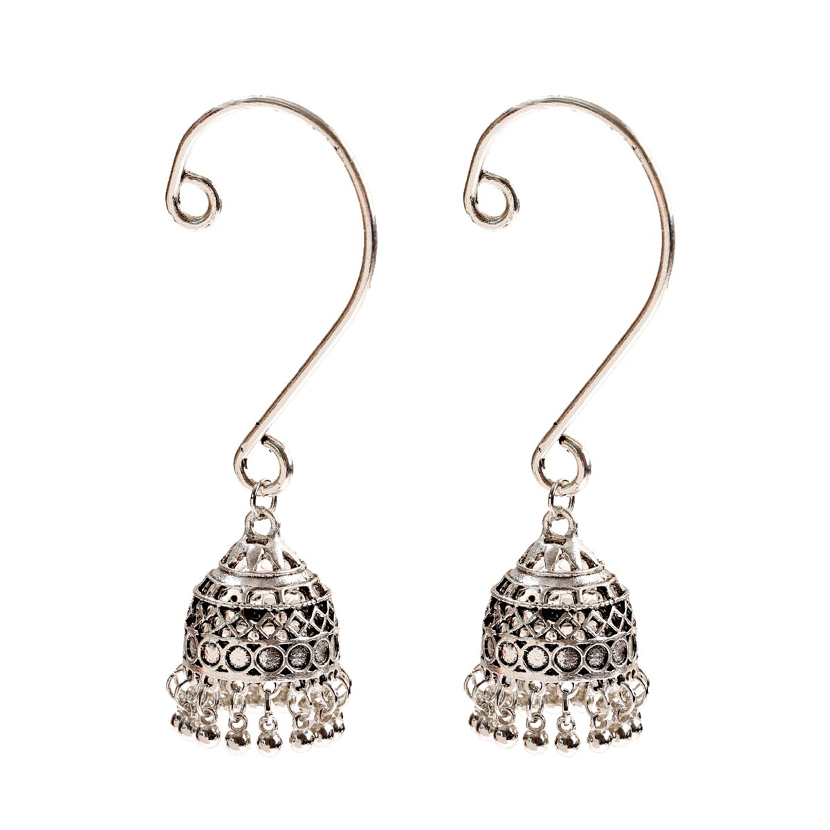 Vintage Indian Bollywood Kundan Peacock Carved Jhumka Jhumki Water Earrings Women Boho Ethnic Long Tassel Earring Jewelry: HXE290-2