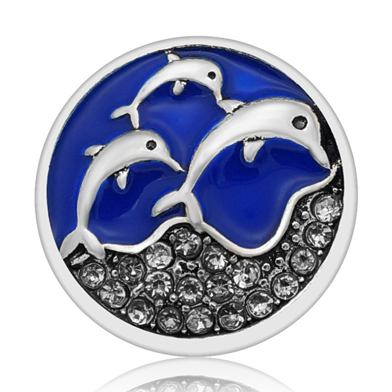 Blauw Stijl Fish Zeester Mermaid Conch Dolfijn 18Mm Snap Knoppen Fit Diy 18Mm Snap Armband Snap Sieraden Kerst: Roest Rood