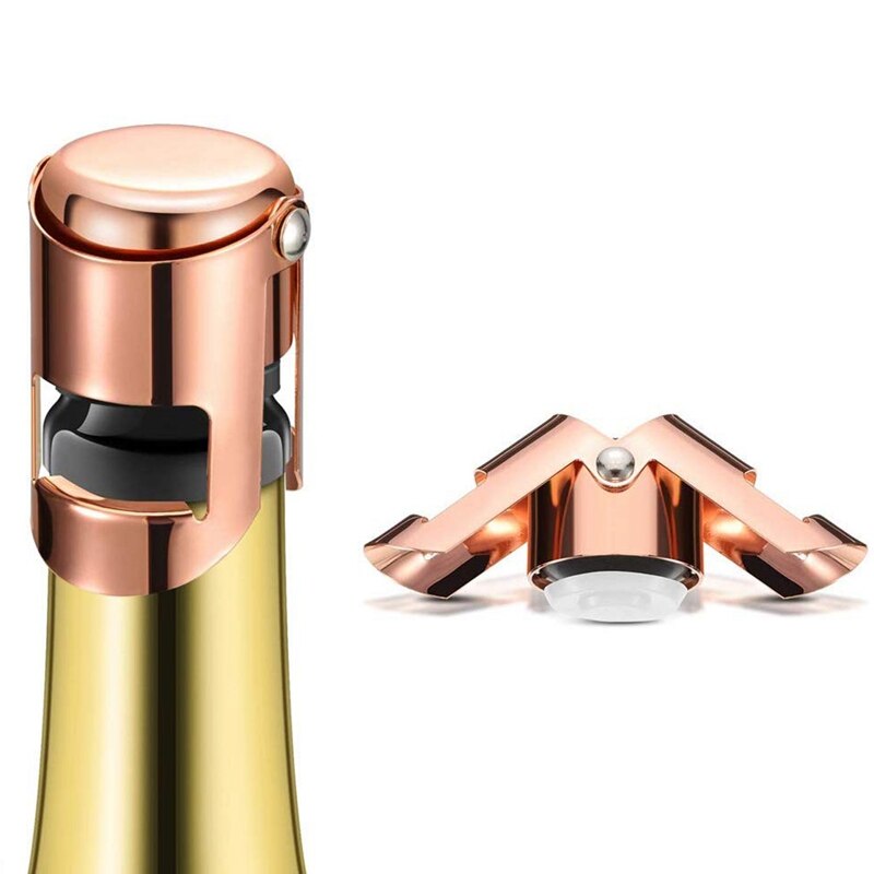 Champagne Bottle Stopper Rose Gold Stainless Steel Champagne Sealer Plug Super Powerful Vacuum Seal Reusable Wine Saver