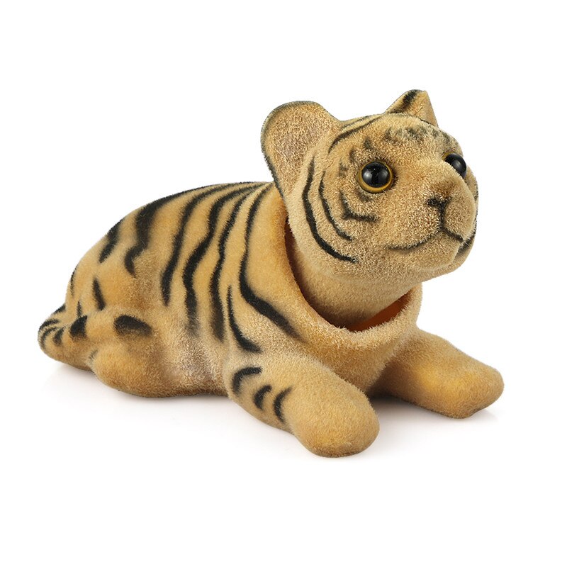 Car Ornament Nodding Tiger Doll Automotive Interior Dashboard Decoration Shaking Head Bobblehead Toys Cute Car Accessories: Brown black