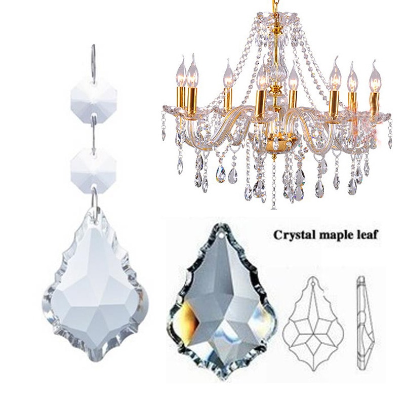 1pc 50mm glas prisme krystal lysekrone hængende vedhæng ahorn + ottekantede perler glas ornament krystal prisme hængende vedhæng