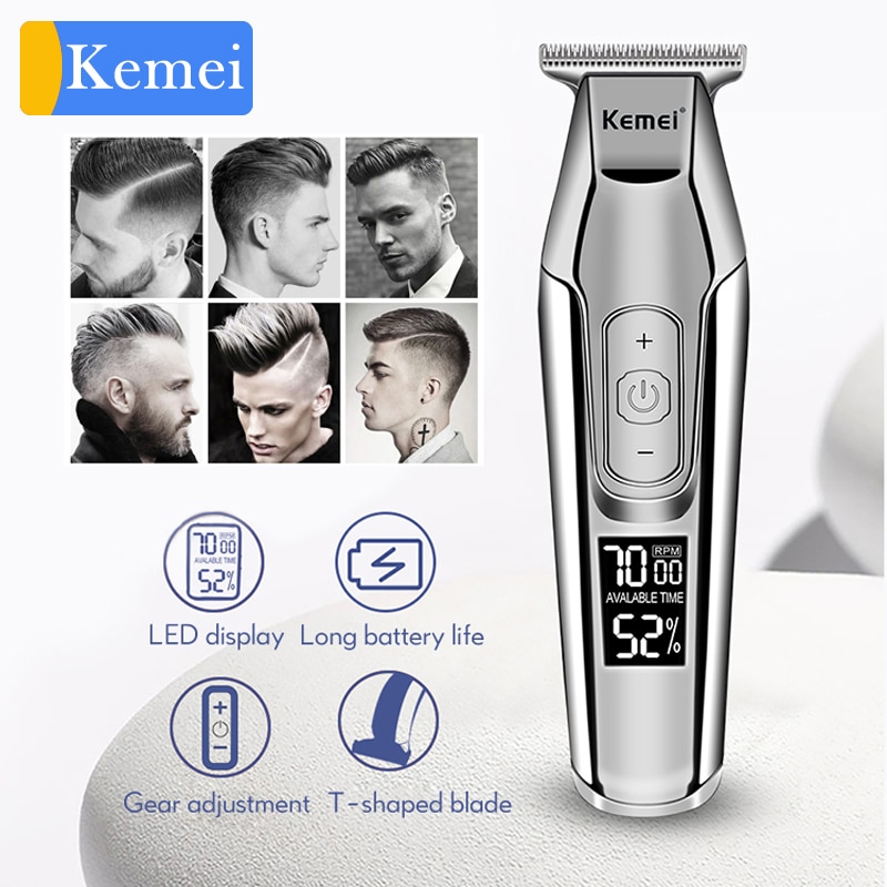 Wiederaufladbare Haar Clipper Professionelle Trimmer LCD Display 0mm Glatze Bart Trimmer Männer der Elektrische Haar Schneiden Maschine 3