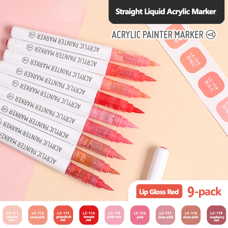 9 stk/eske blandede farger akryltusjer sett kunst stein malingspenner låve graffiti til stein glass bok sko gjør-det-selv håndverksutstyr: Lysegrønn