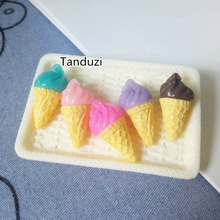 Tanduzi 100 STUKS Schattige Mini Hars Ijs Kleurrijke Ijsje Simulatie Voedsel Kawaii Cabochon Poppenhuisminiaturen