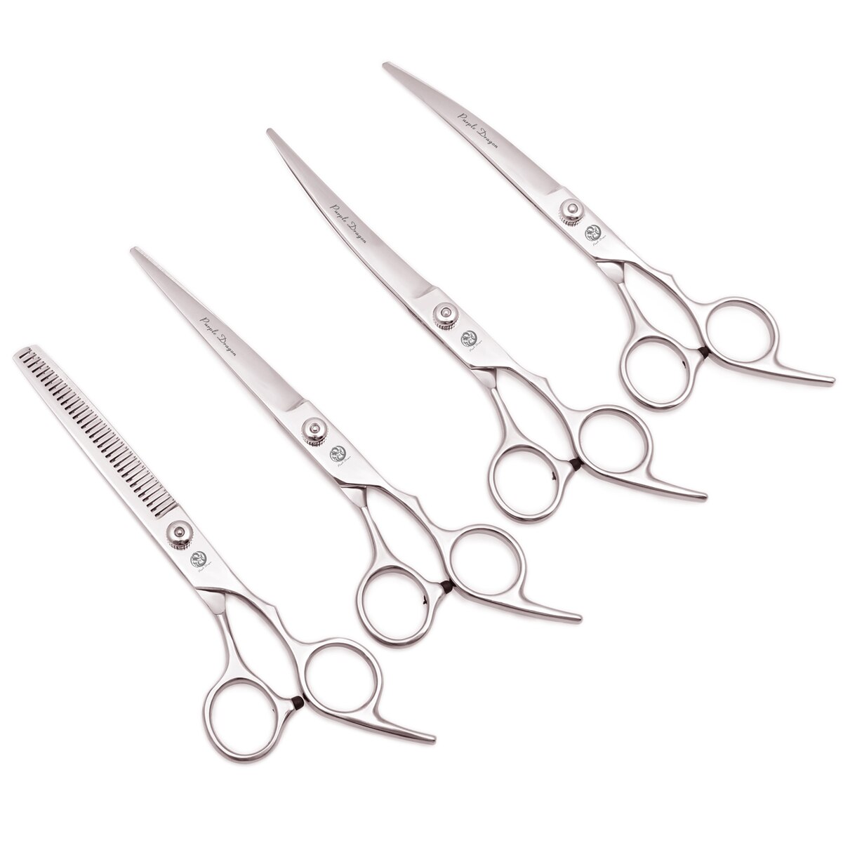 Professionelle Hundesalon Schere Set 6.0 "Edelstahl Lila Drachen Hund Schere Gebogene Schere Gerade Schere Ausdünnung Schere Z4001