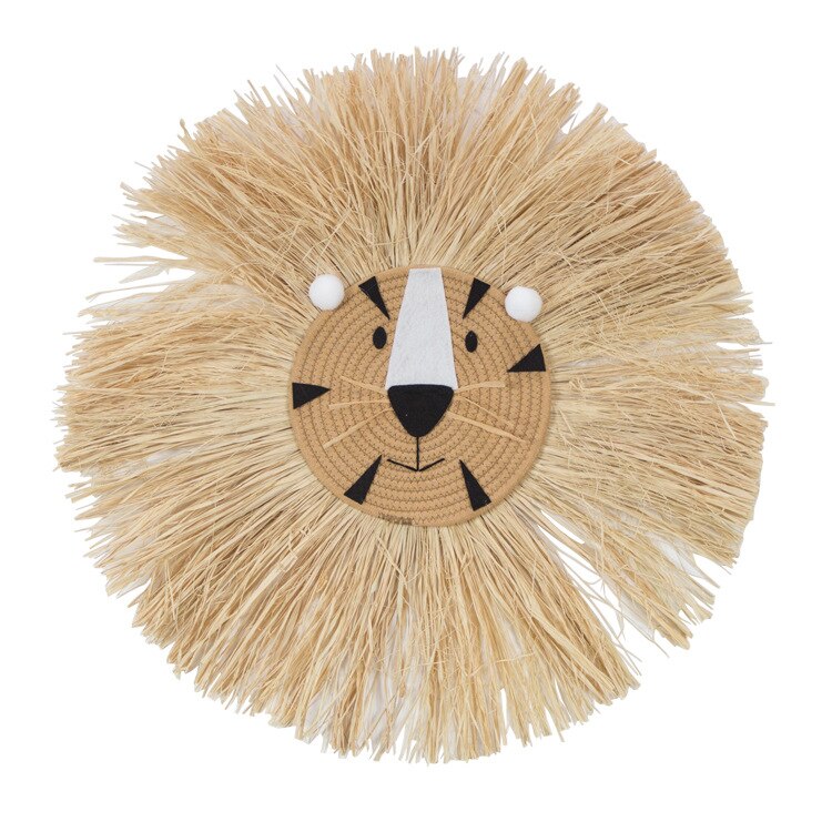 Kids Room Decor Animal Head Wall Decor Hand Woven Cartoon Lion Kindergarten Nursery Hanging Decorations Cotton Thread Weaving: 2