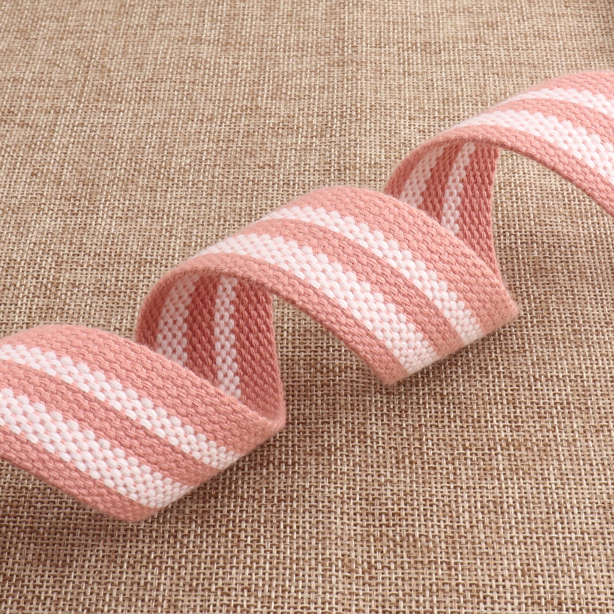 38Mm Roze Wit Gestreepte Nylon Geweven Katoen Riem Singels Door De Yard Portemonnee Levert, katoenen Canvas Riem Supplies