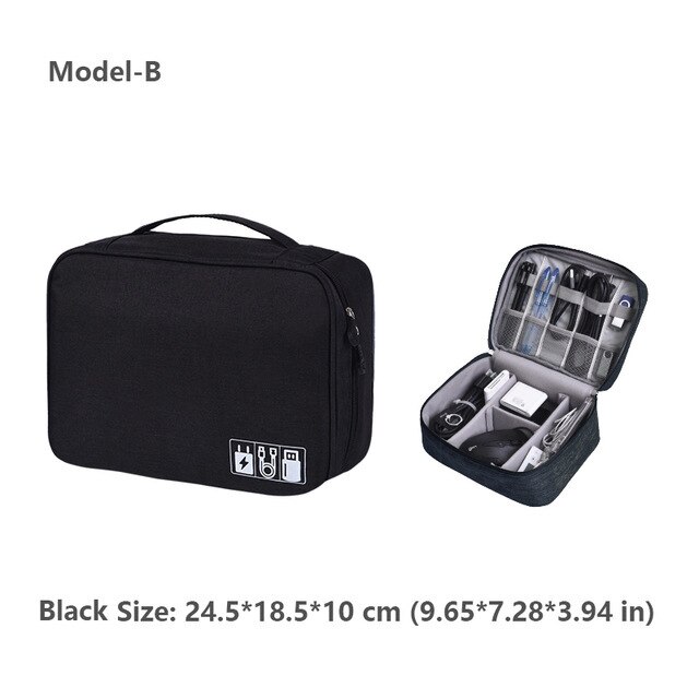 Odporne na wstrząsy elektroniczne akcesoria podróżne torba cyfrowa torebka na słuchawki gadżety etui Power Bank kabel do ładowarki USB Organizer: Black Model B