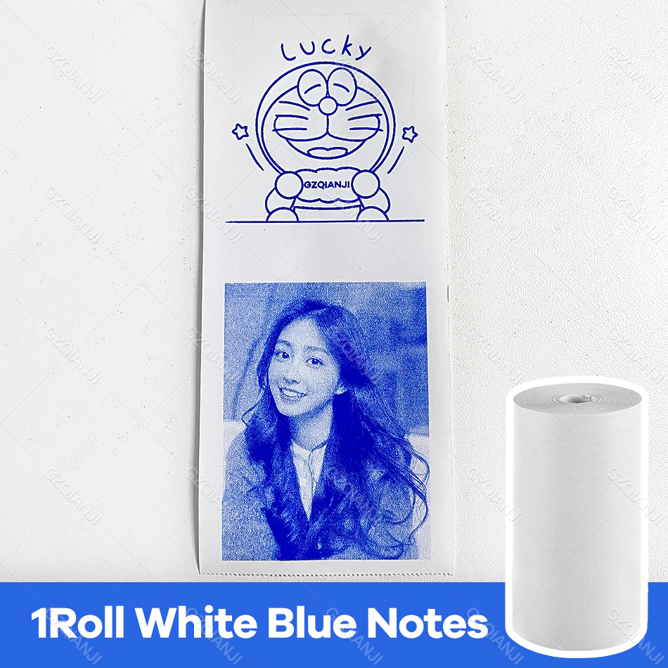 Thermal Label Printer Notes Paper Roll White Color Sticker for Photo Printer 57*30mm Peripage A6 A8 Paperang P1 P2 Poooli Print: 1 White Blue Notes