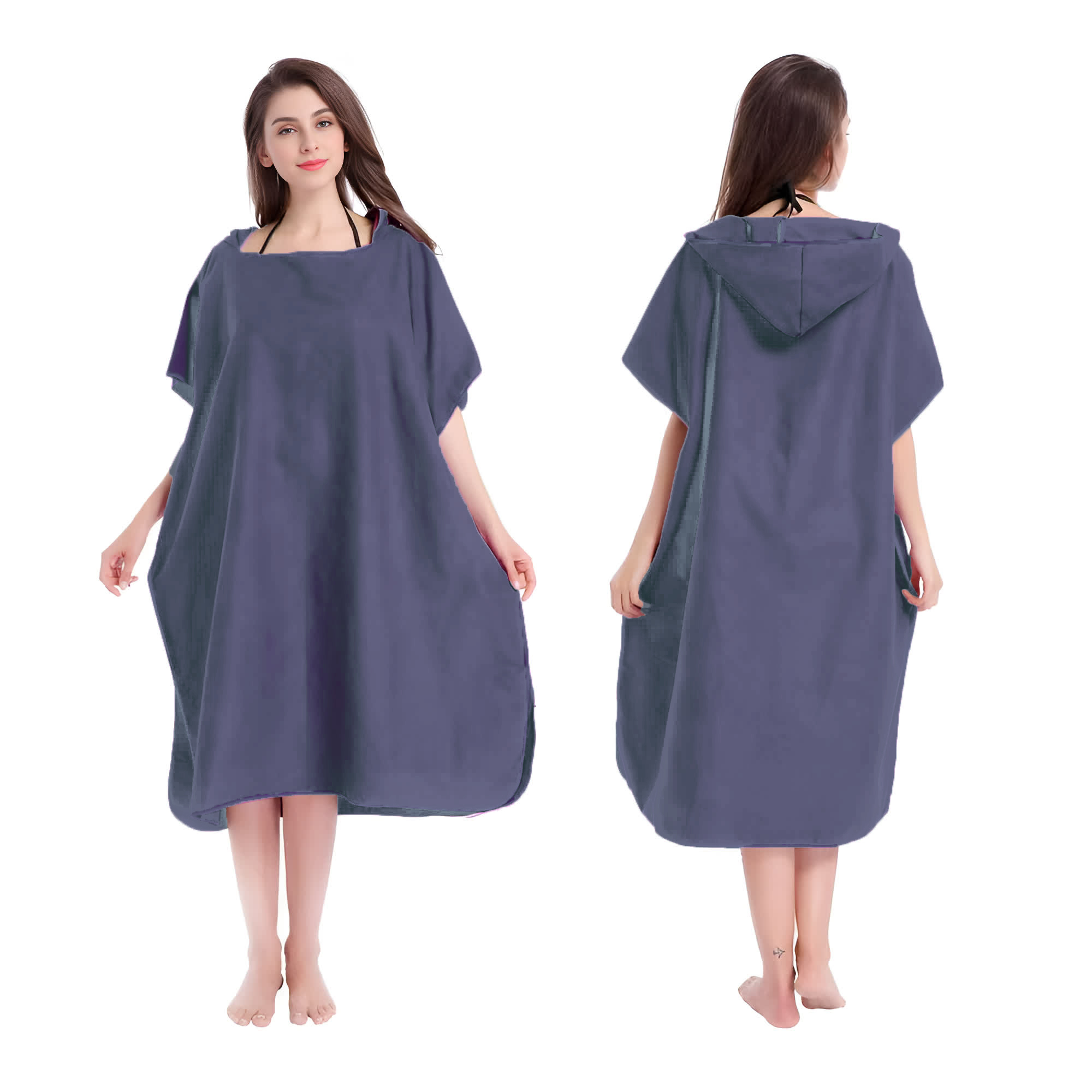Mikrofaser-Kapuzenhandtuch für Männer und Frauen, Schwimmen, Strand, Reisen, schnell trocknend, Wickelmantel, Umhang, Badetuch, Bademantel, Surfen-Poncho, Sauna, Spielen: Marine Blau
