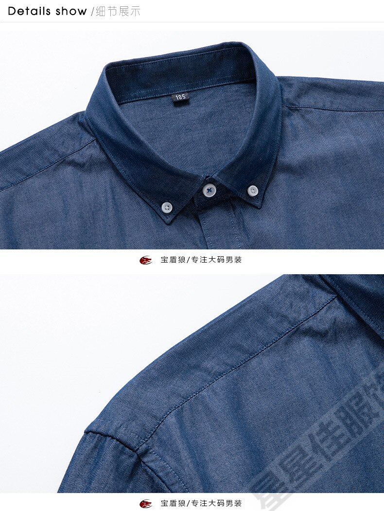 Camisa vaquera informal de manga larga para hombre, camisa masculina de algodón con botones de talla grande, 8XL, 6XL, 5XL