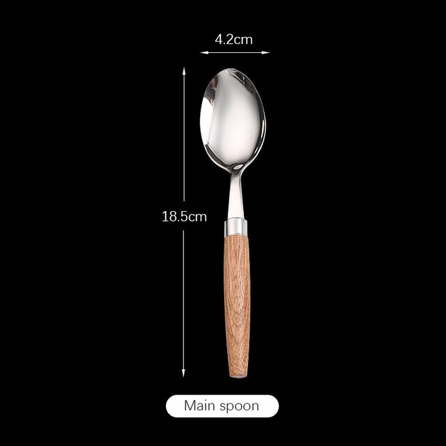 Fypo Stainless Steel Cutlery Set Wooden handle Dinnerware Set Knife Fork Spoon Tableware Flatware Kitchenware Kitchen utensil: GRAY