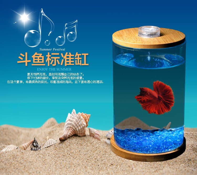 Bucket Aquarium Mini Small Glass Aquarium Desktop Micro Landscape Viewing Office Aquarium Ecological Bottle Aquarium Acuario