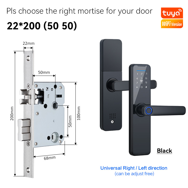 YRHAND-cerradura inteligente K7, cerrojo biométrico negro, aplicación Tuya, desbloqueo remoto, sin llave, wifi, cerradura electrónica para puerta: Bronce verde / 22*168 (5072)