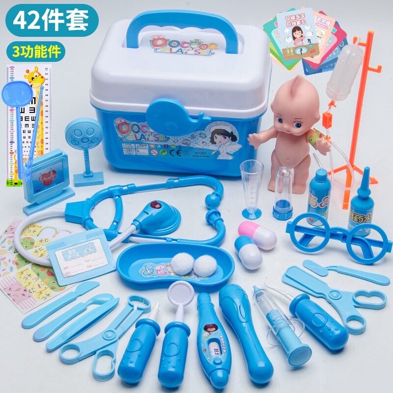 Nuovo Bambini Medico Set Giocattolo Per I Bambini Accessori Per Bambini Gioco di Ruolo Medico Dentista Giocattoli Ospedale Medicina Giochi Di Imitazione: 42pcs blue