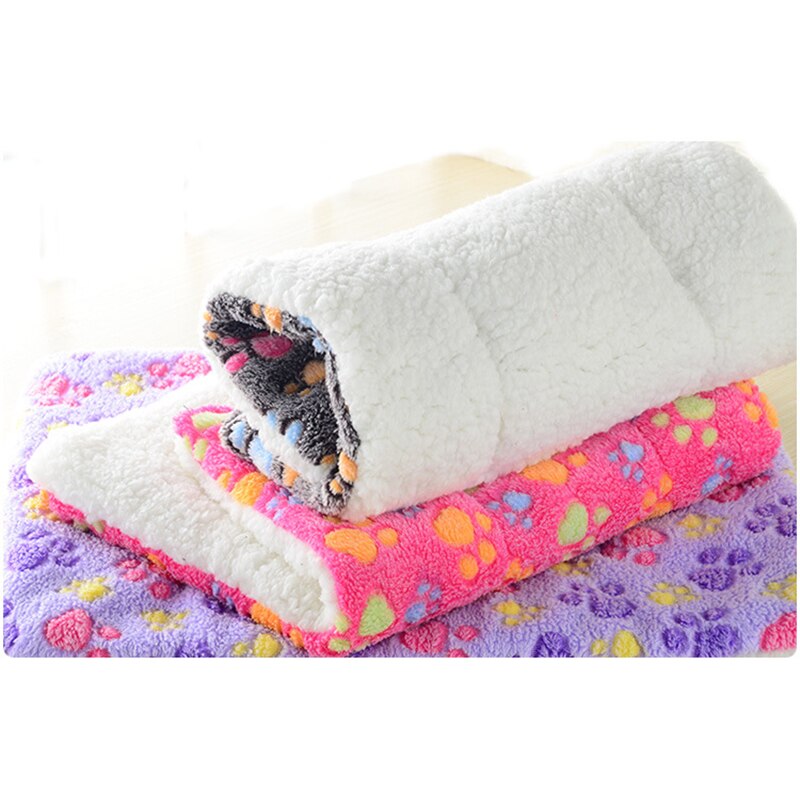 Couverture pour animaux de compagnie, niche pour chien, tapis en coton, imprimé pattes de flanelle, pour chat