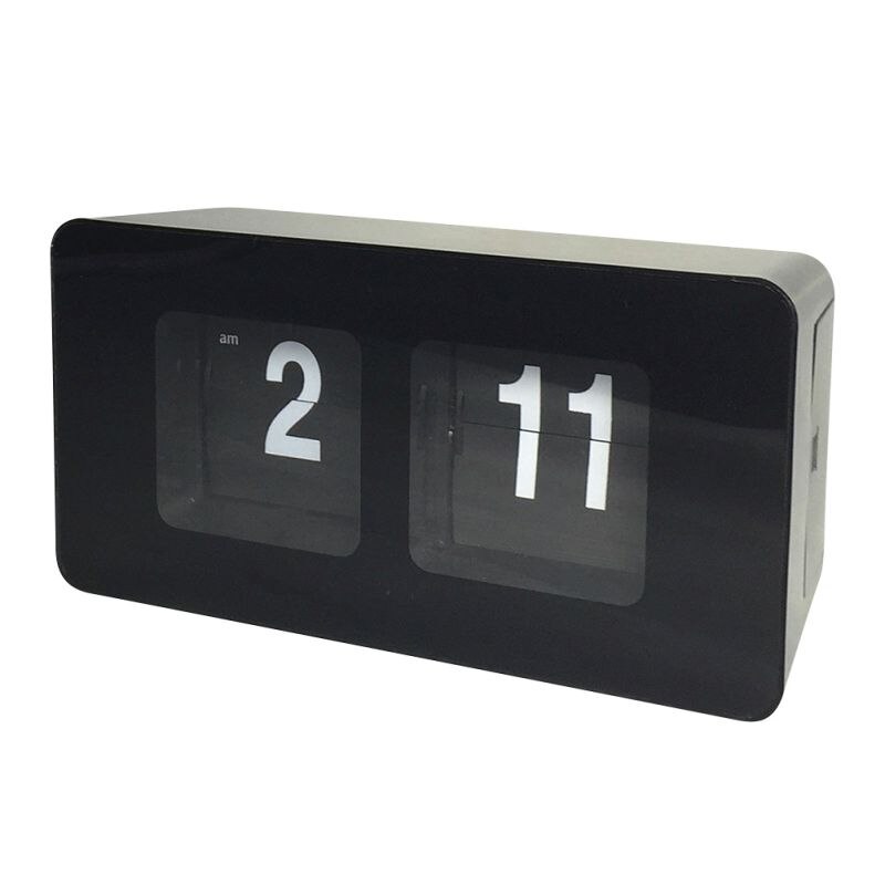 Digital Auto Flip Desktop Clock Classic Retro Table Flip Page Alarm Clocks Household Bedroom Kitchen Office Clock Home Decor: Black