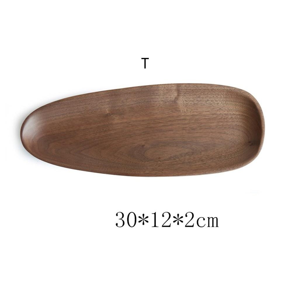 Irregular Solid Wood Plate Black Walnut Wood Pan Sturdy Natural Party Tableware for Salad Dessert Dinner Fruit Tea: T