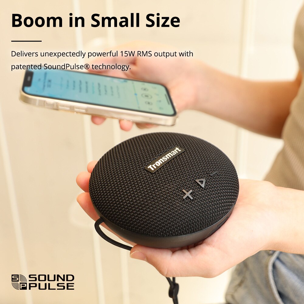 Tronsmart Splash 1 Bluetooth 15W LED al aire libre altavoz portátil con inalámbrica estéreo IPX7 impermeable 24H juego