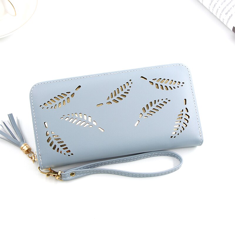 Vrouwen lange clutch portemonnee grote capaciteit portemonnees dames portemonnee dames portemonnee telefoonvak kaarthouder: Blauw