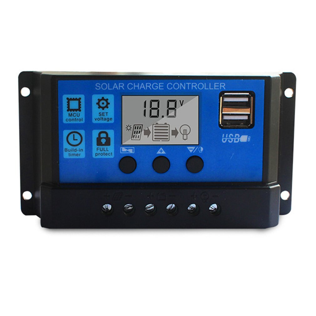 Solar Charger Controller 60A 50A 40A 30A 20A 10A 12V 24V Battery Charger LCD Dual USB Solar Panel Regulator for Max 50V: 10A